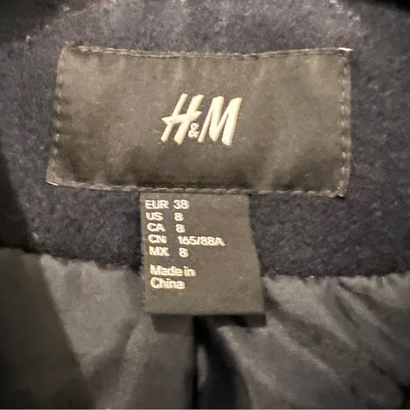 H&M Wool Military Jacket Navy Blue With Gold Detail - Picture 6 of 6